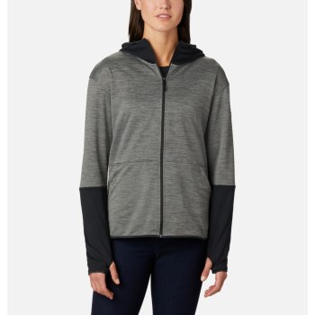 Columbia Rosemont Station II Hooded Full Zip Fleece, Chamarras Grises Negros Para Mujer | 041723-FXQ